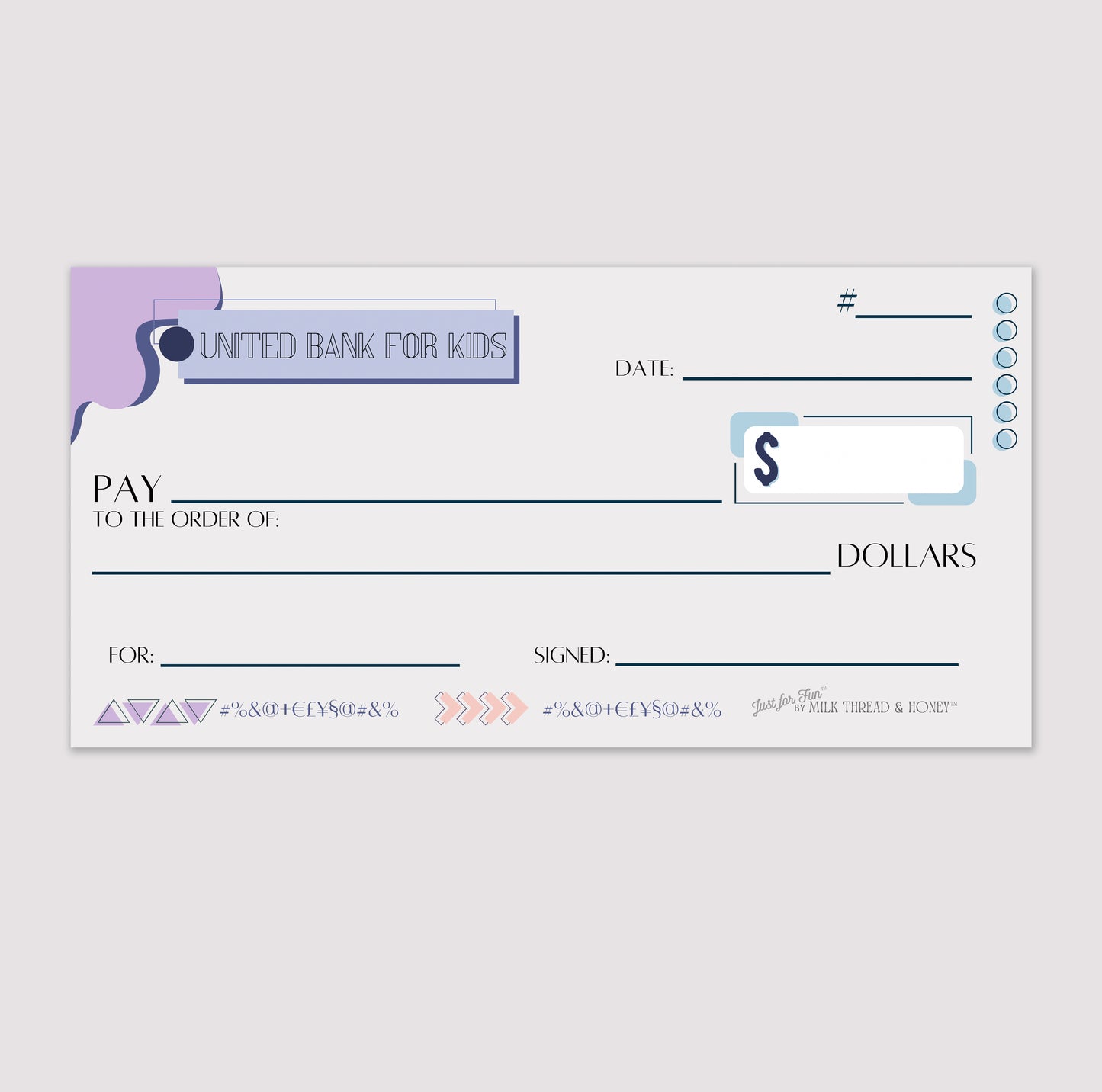 Pretend Play Bank Check Notepads for Kids