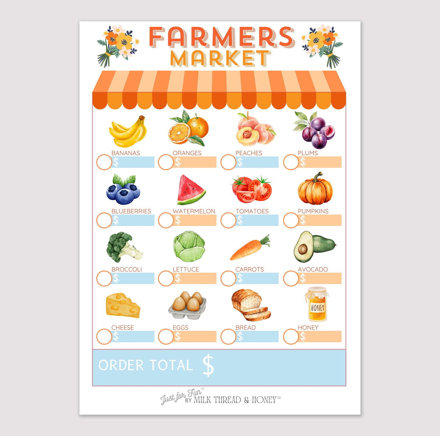 Pretend Play Farmer's Market Notepad