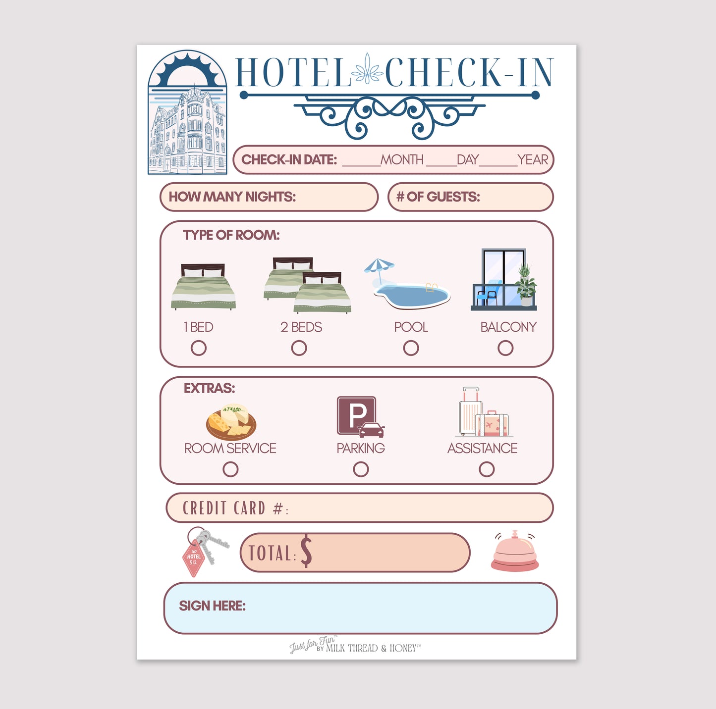 Pretend Play Hotel Check-In Notepad