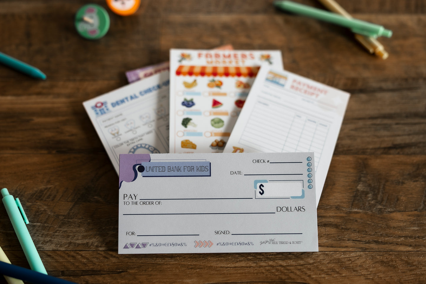 Pretend Play Bank Check Notepads for Kids