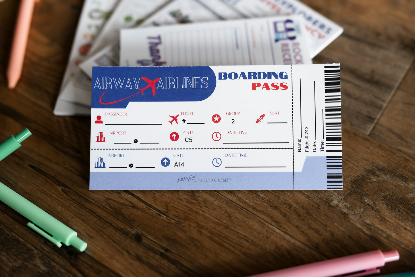 Doctor, Vet, Restaurant, Boarding Pass and Checks - Set of 8 Pretend Play Notepads
