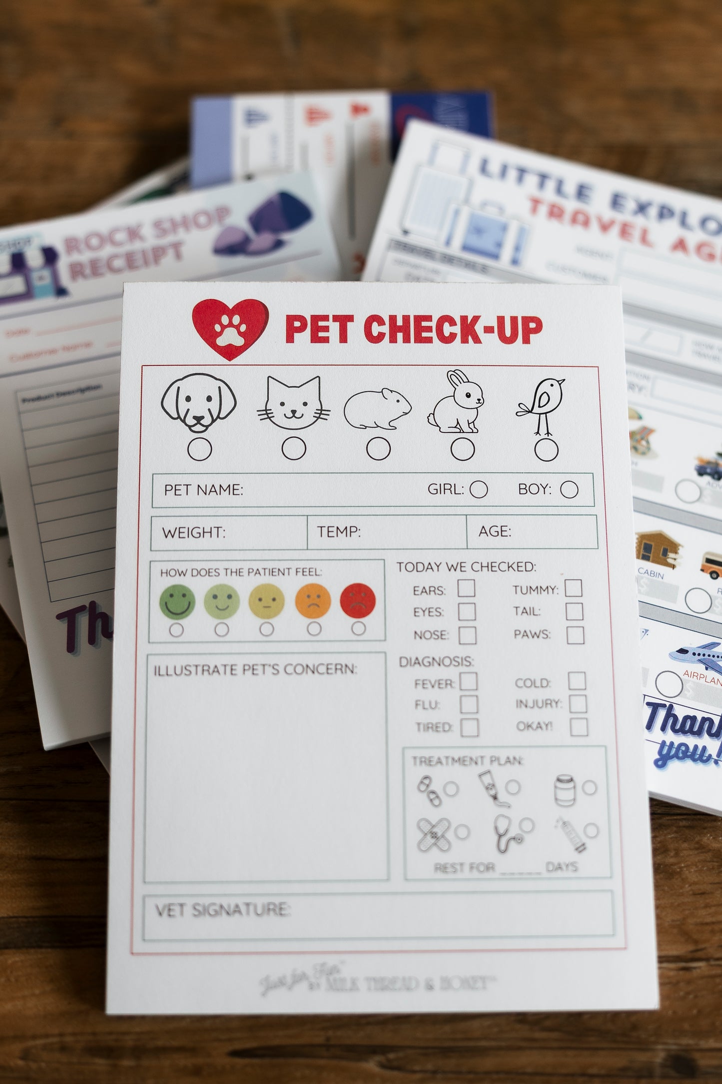 Pretend Play Veterinarian Pet Check-up Notepad