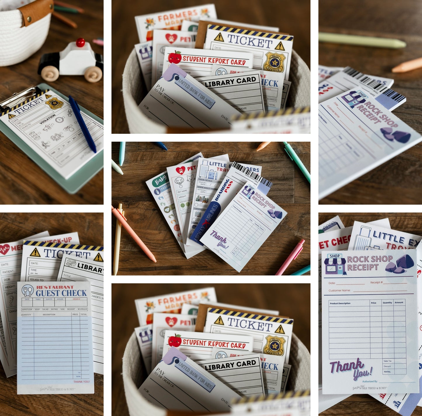 Pretend Play Bank Check Notepads for Kids