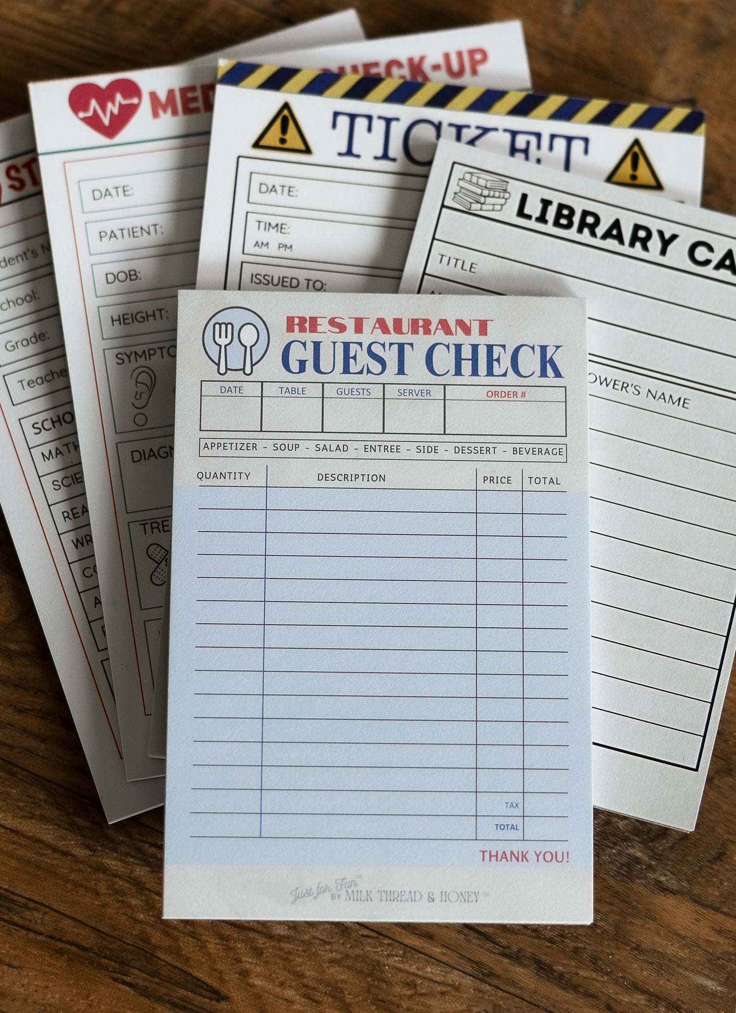 Pretend Play Library Book Checkout Notepad