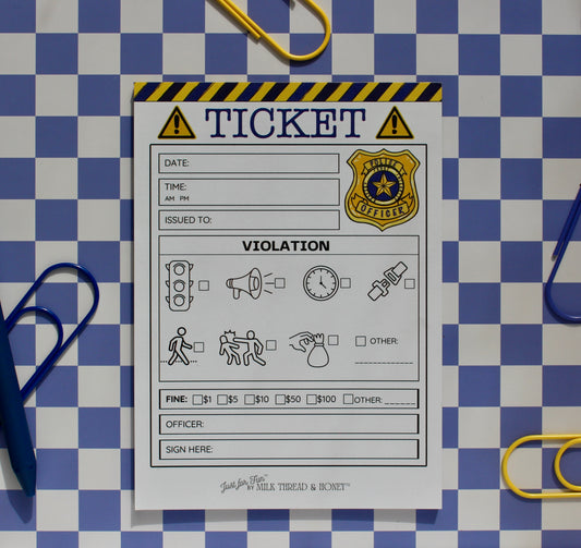 Police Ticket, Spy Detective & Boarding Pass Set - Pretend Play Notepads for Kids