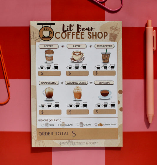 Bakery, Coffee Shop & Ice Cream Order Set - Pretend Play Notepads for Kids