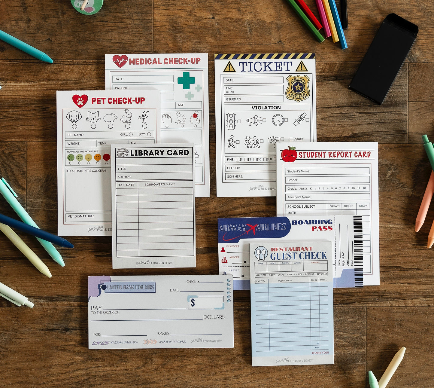 Pretend Play Bank Check Notepads for Kids