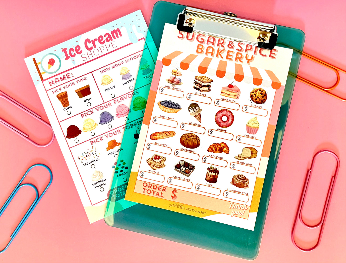 Pretend Play Ice Cream Shop Order Notepad