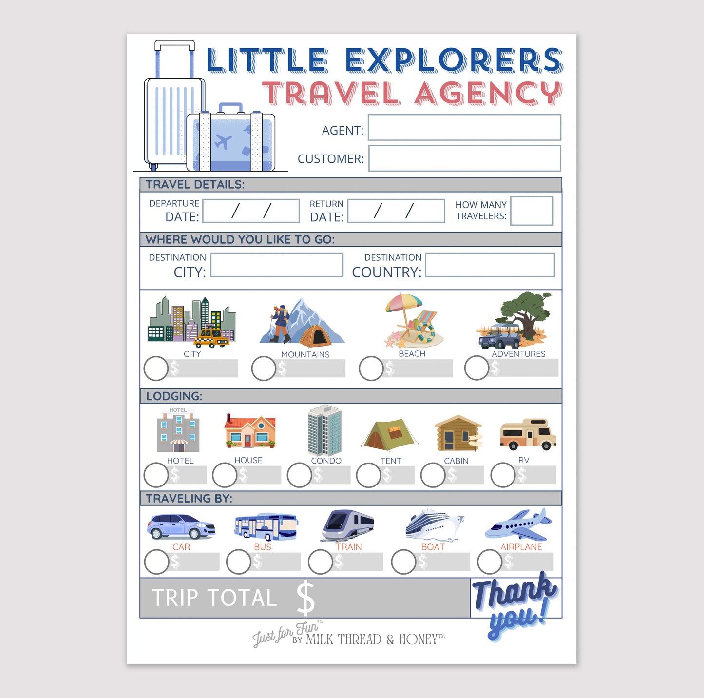 Pretend Play Travel Agent Notepad
