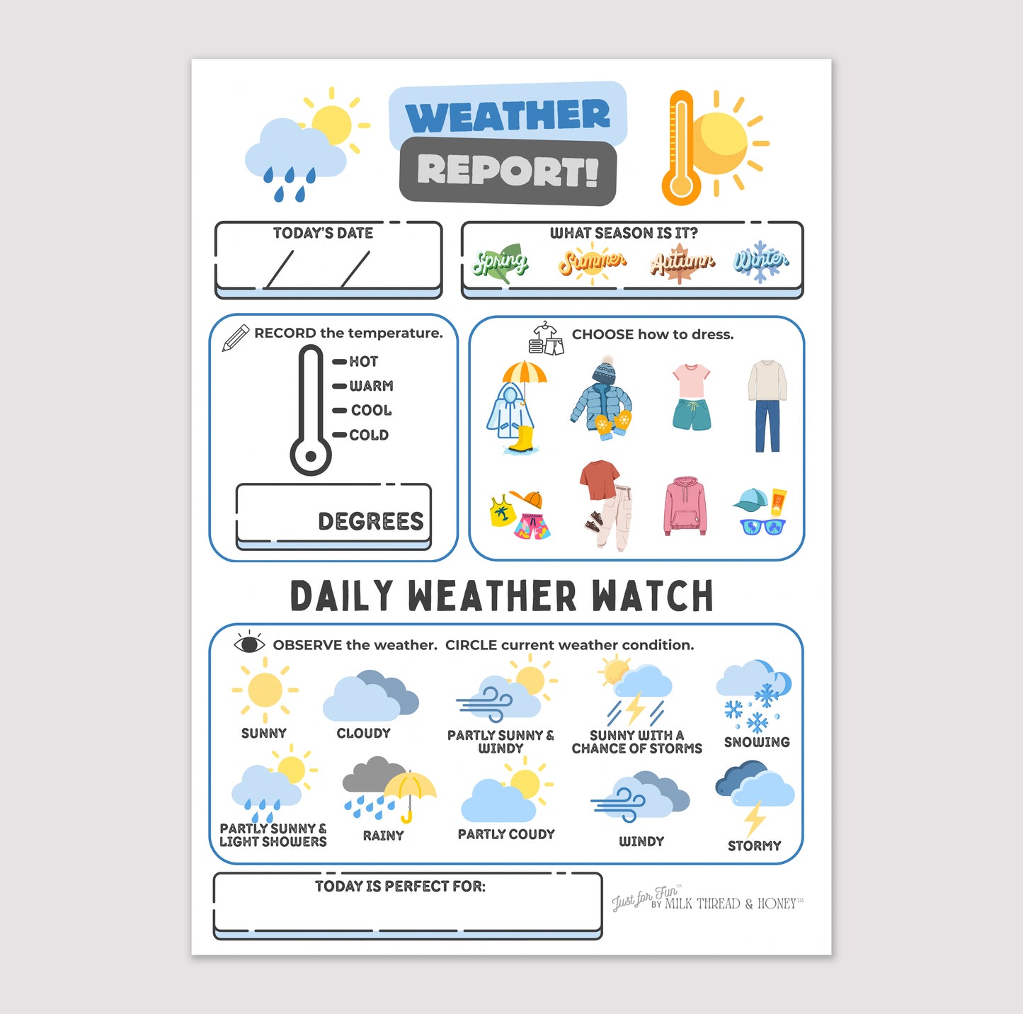 Pretend Play Weather Report Notepad