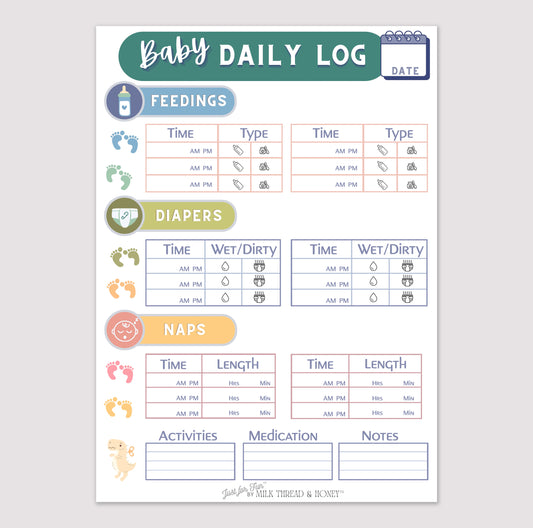 Pretend Play Baby Doll Daycare Log Notepad