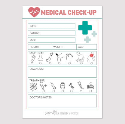 Pretend Play Doctor Medical Check-up Notepad