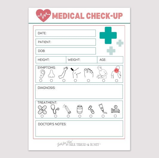 Pretend Play Doctor Medical Check-up Notepad