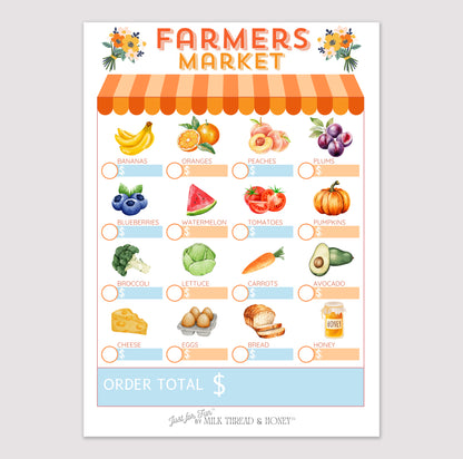 Pretend Play Farmer's Market Notepad