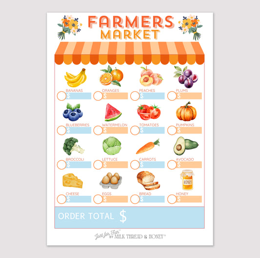 Pretend Play Farmer's Market Notepad