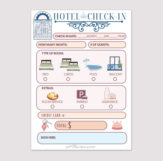 Pretend Play Hotel Check-In Notepad
