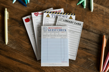 Doctor, Vet, Restaurant, Boarding Pass and Checks - Set of 8 Pretend Play Notepads