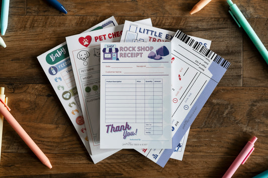 Daycare Log, Travel Agent, Boarding Pass, Travel Agent - Set of 5 Pretend Play Notepads