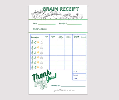 Pretend Play Grain Receipt Notepad