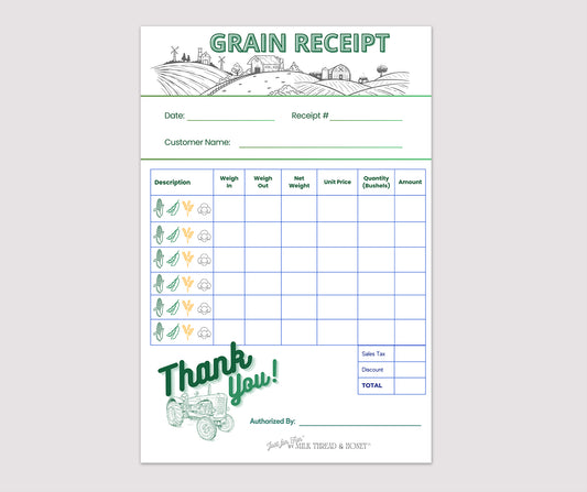 Pretend Play Grain Receipt Notepad