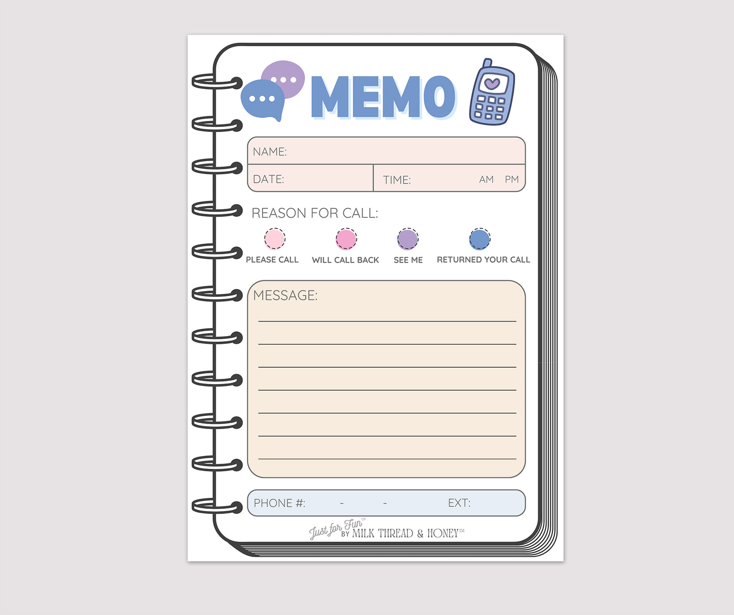 Pretend Play Phone Memo Notepad