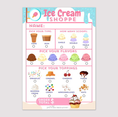 Pretend Play Ice Cream Shop Order Notepad