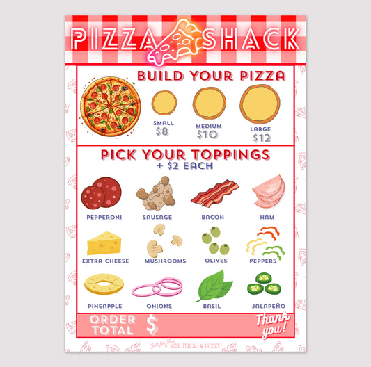 Pretend Play Build-Your-Own Pizza Order Notepad