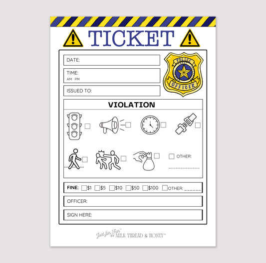 Pretend Play Police Violation Ticket Notepad