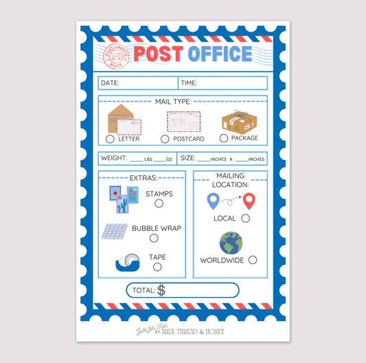 Pretend Play Post Office Notepad