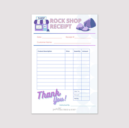 Pretend Rock Shop Receipt Notepad