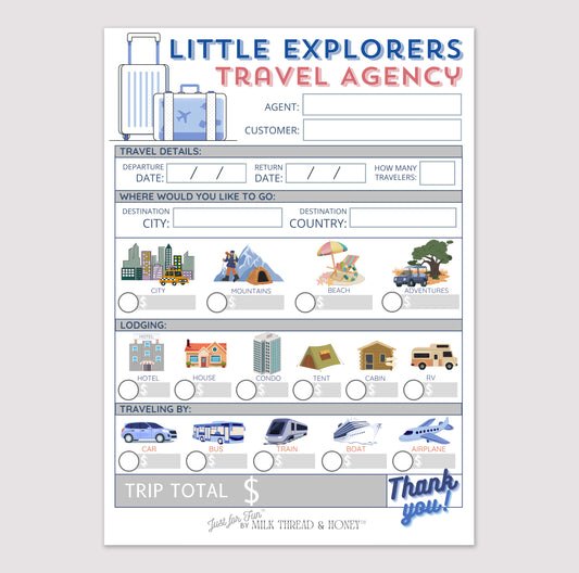 Pretend Play Travel Agent Notepad