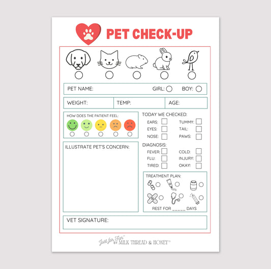 Pretend Play Veterinarian Pet Check-up Notepad